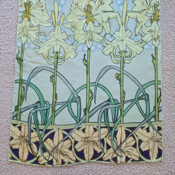 Alphonse Mucha Lily Silk Chiffon Scarf - Picture 6 of 10